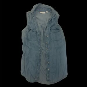 New York & Company Light Blue Denim-easque Top, sleeveless, vintage